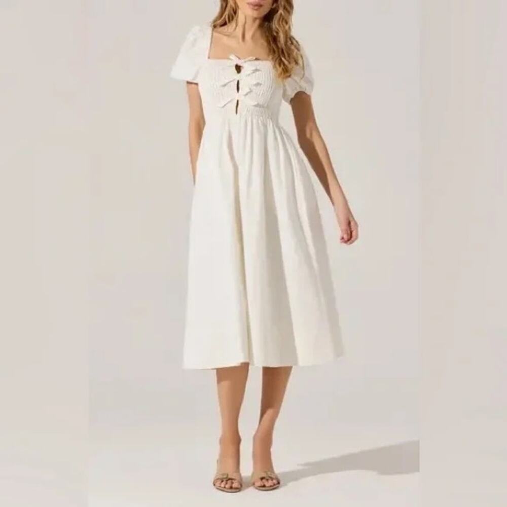 ASTR THE LABEL | Bow Detail Smock Bodice Cotton Blend Dress Sz XL